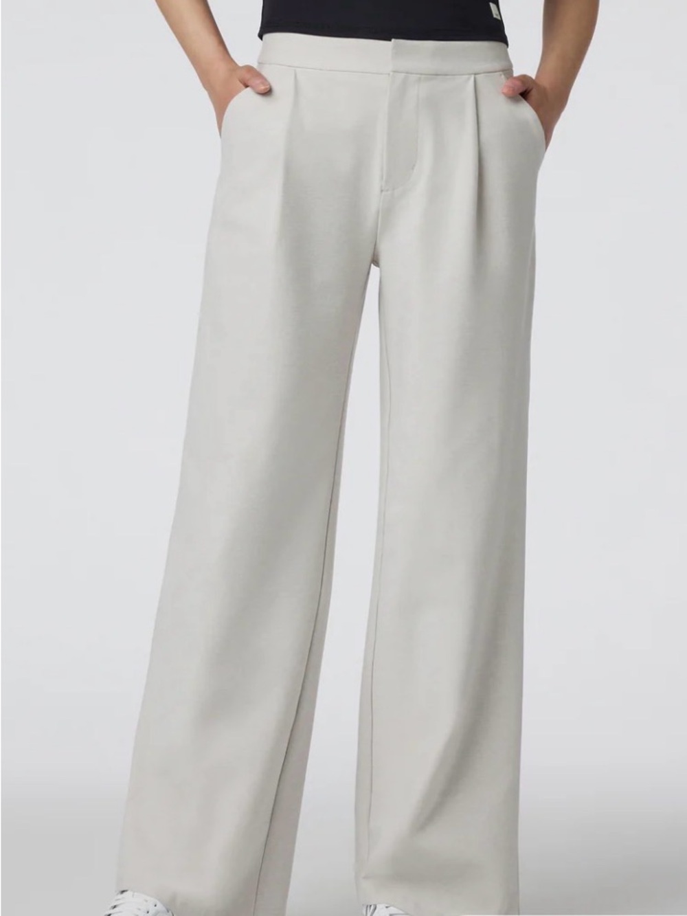 Vuori Wide Leg High-Rise Pants in Ecru Heather